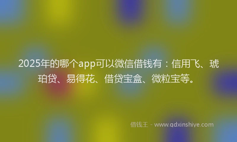 2025年的哪个app可以微信借钱有：信用飞、琥珀贷、易得花、借贷宝盒、微粒宝等。