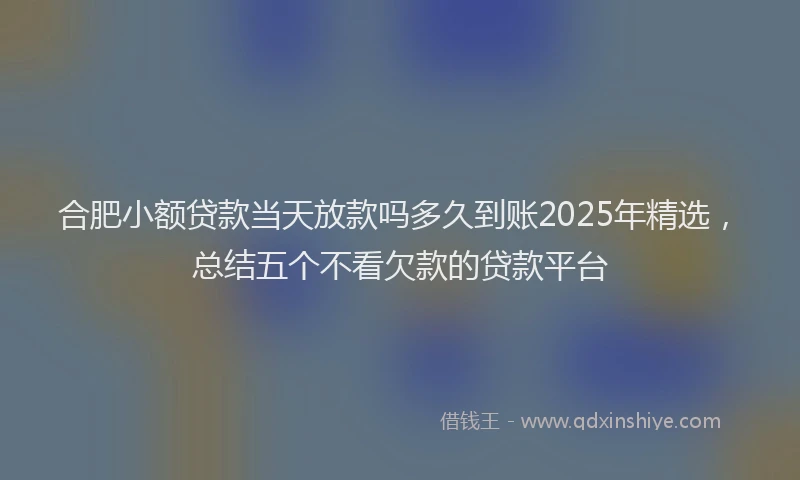 合肥小额贷款当天放款吗多久到账2025年精选，总结五个不看欠款的贷款平台