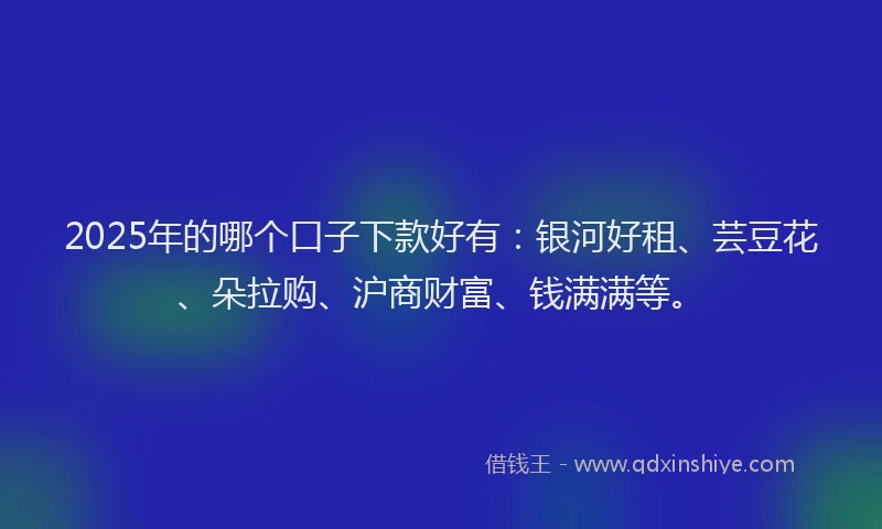 2025年的哪个口子下款好有：银河好租、芸豆花、朵拉购、沪商财富、钱满满等。