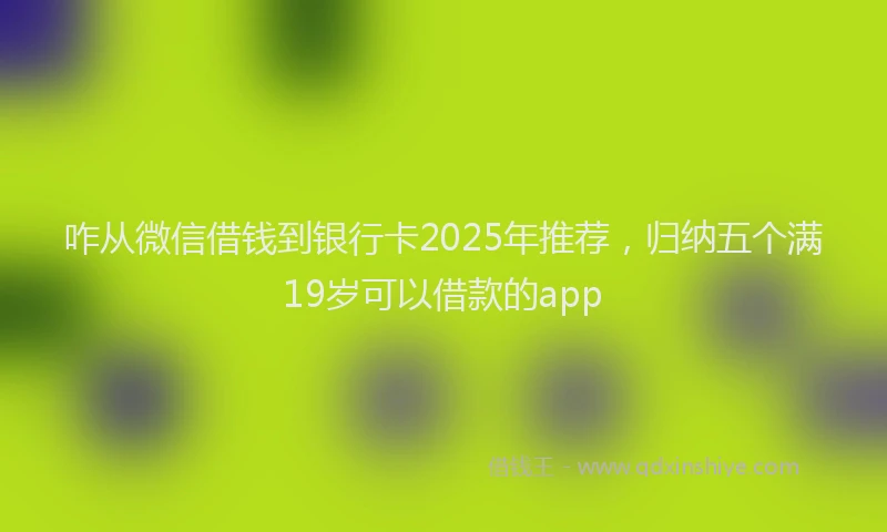 咋从微信借钱到银行卡2025年推荐，归纳五个满19岁可以借款的app