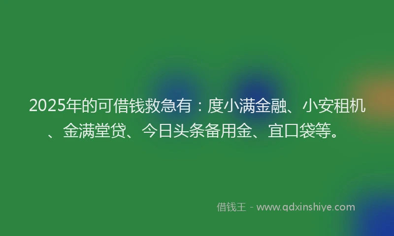 2025年的可借钱救急有：度小满金融、小安租机、金满堂贷、今日头条备用金、宜口袋等。
