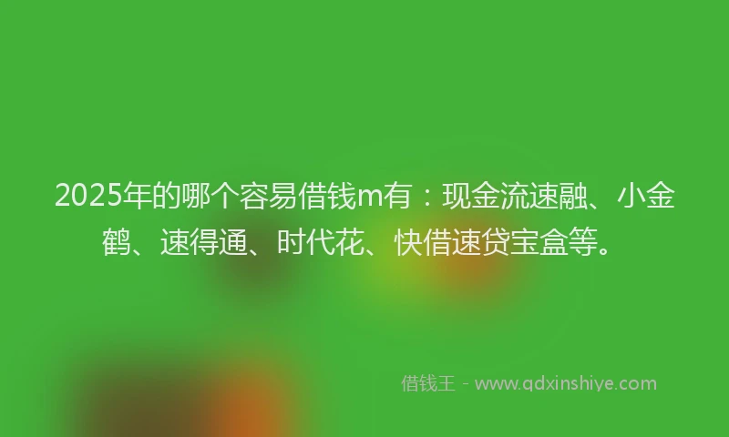 2025年的哪个容易借钱m有：现金流速融、小金鹤、速得通、时代花、快借速贷宝盒等。