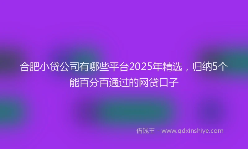 合肥小贷公司有哪些平台2025年精选，归纳5个能百分百通过的网贷口子