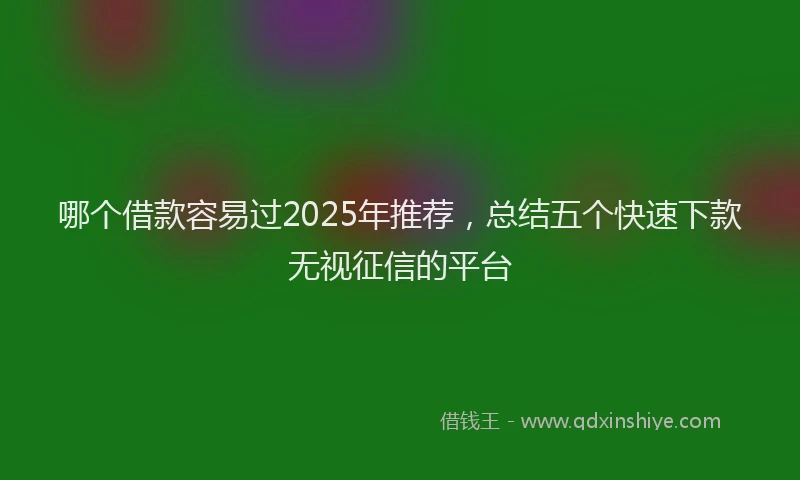 哪个借款容易过2025年推荐，总结五个快速下款无视征信的平台