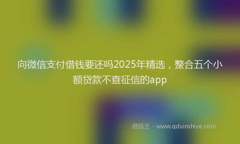 向微信支付借钱要还吗2025年精选，整合五个小额贷款不查征信的app