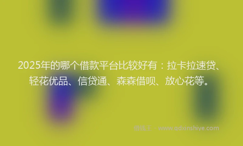 2025年的哪个借款平台比较好有：拉卡拉速贷、轻花优品、信贷通、森森借呗、放心花等。