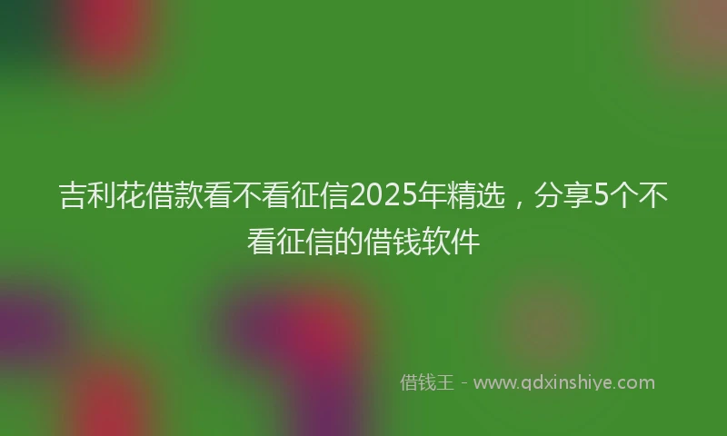 吉利花借款看不看征信2025年精选，分享5个不看征信的借钱软件