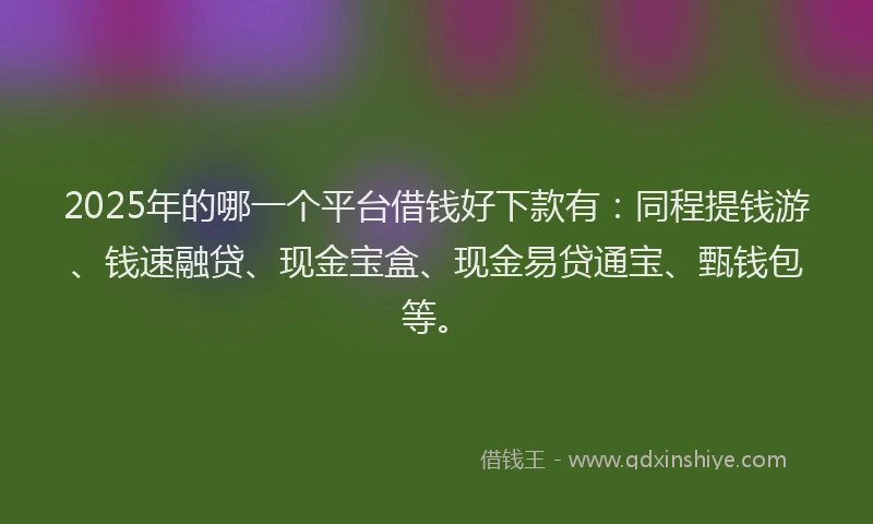 2025年的哪一个平台借钱好下款有：同程提钱游、钱速融贷、现金宝盒、现金易贷通宝、甄钱包等。