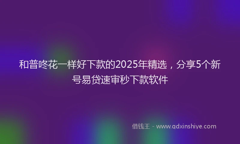 和普咚花一样好下款的2025年精选,分享5个新号易贷速审秒下款软件