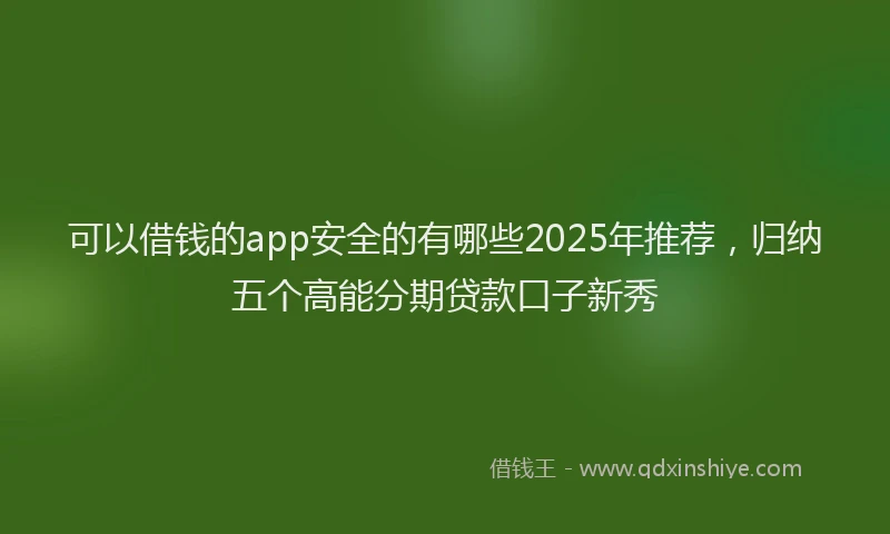 可以借钱的app安全的有哪些2025年推荐，归纳五个高能分期贷款口子新秀