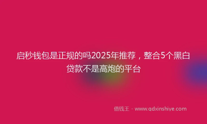 启秒钱包是正规的吗2025年推荐，整合5个黑白贷款不是高炮的平台