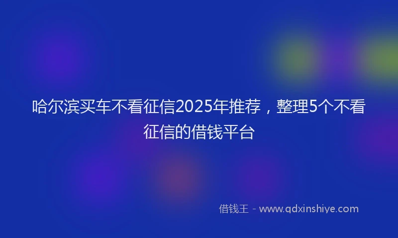 哈尔滨买车不看征信2025年推荐，整理5个不看征信的借钱平台