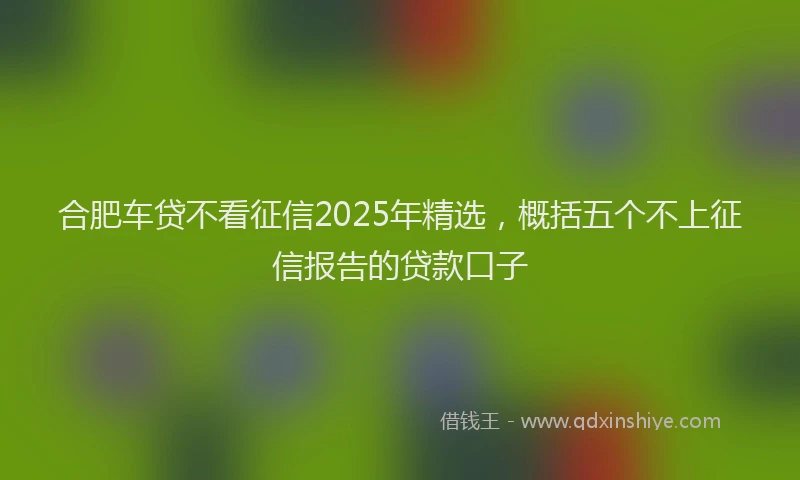 合肥车贷不看征信2025年精选，概括五个不上征信报告的贷款口子