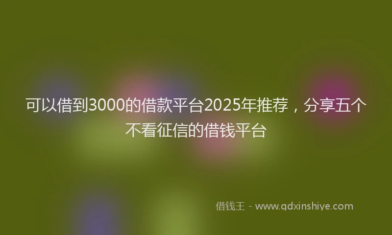 可以借到3000的借款平台2025年推荐，分享五个不看征信的借钱平台
