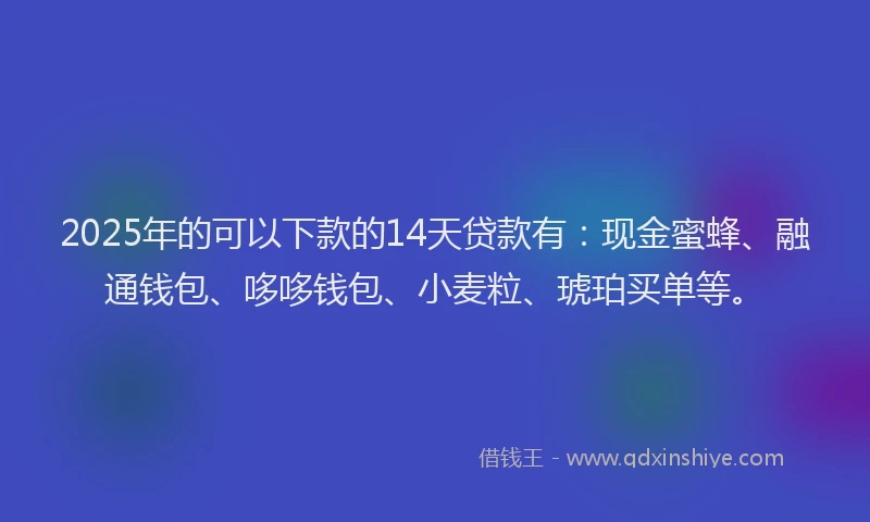 2025年的可以下款的14天贷款有：现金蜜蜂、融通钱包、哆哆钱包、小麦粒、琥珀买单等。