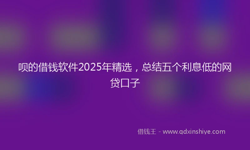 呗的借钱软件2025年精选，总结五个利息低的网贷口子