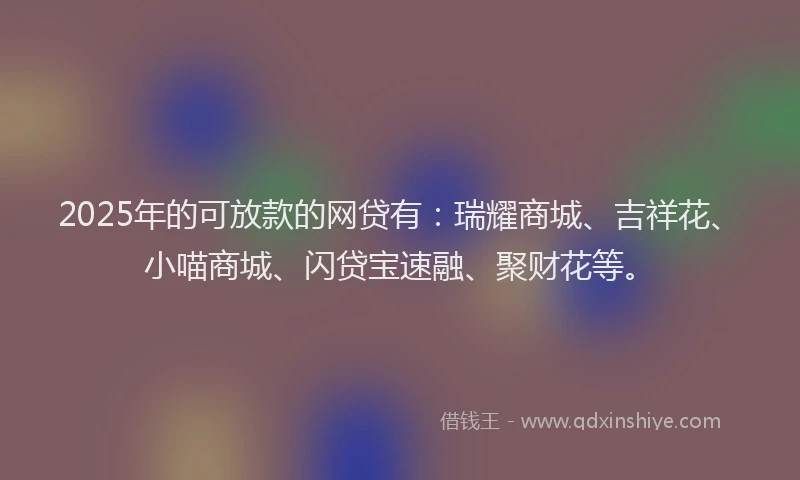2025年的可放款的网贷有：瑞耀商城、吉祥花、小喵商城、闪贷宝速融、聚财花等。