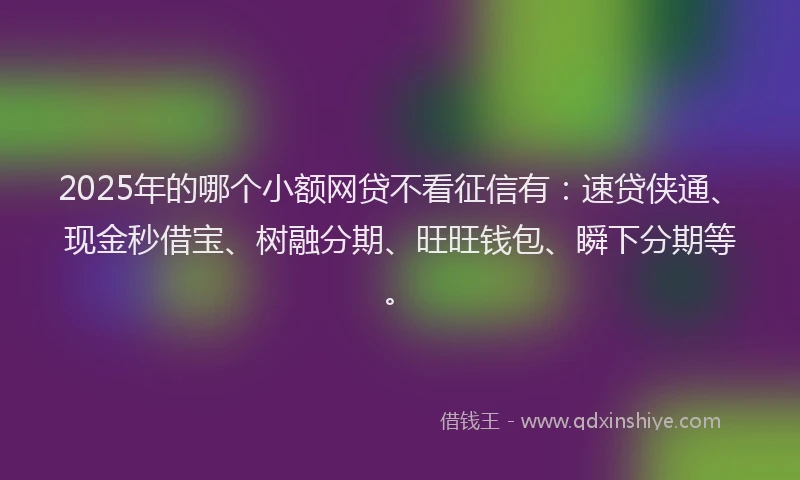 2025年的哪个小额网贷不看征信有：速贷侠通、现金秒借宝、树融分期、旺旺钱包、瞬下分期等。