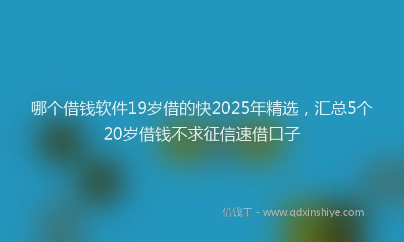 哪个借钱软件19岁借的快2025年精选，汇总5个20岁借钱不求征信速借口子