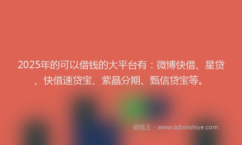 2025年的可以借钱的大平台有：微博快借、星贷、快借速贷宝、紫晶分期、甄信贷宝等。
