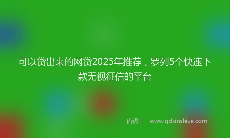 可以贷出来的网贷2025年推荐，罗列5个快速下款无视征信的平台