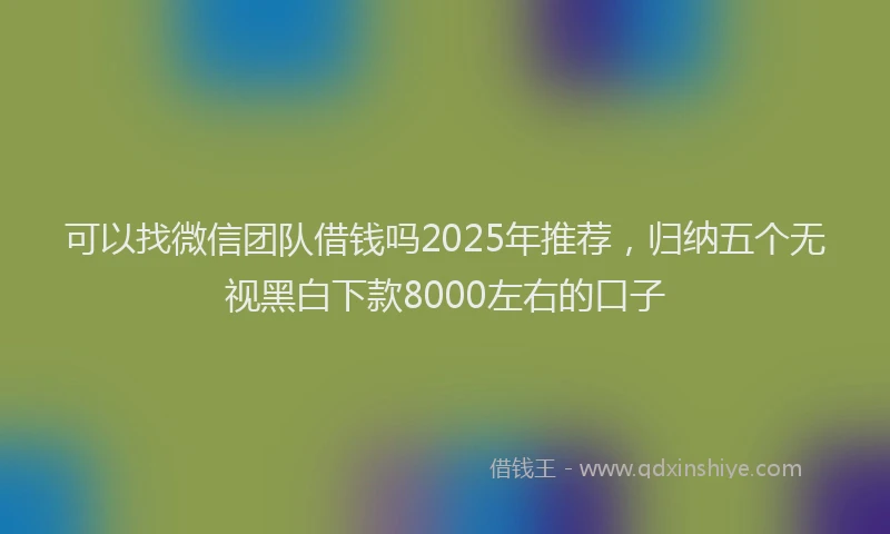 可以找微信团队借钱吗2025年推荐，归纳五个无视黑白下款8000左右的口子