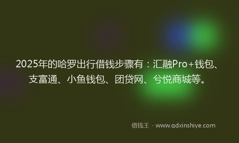 2025年的哈罗出行借钱步骤有：汇融Pro+钱包、支富通、小鱼钱包、团贷网、兮悦商城等。