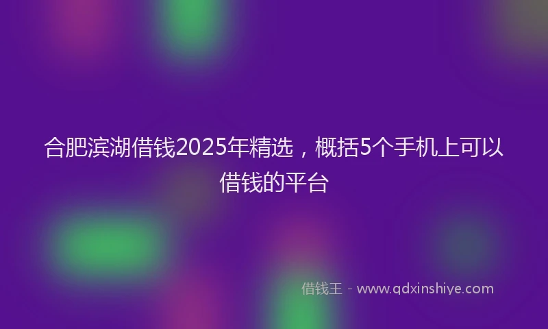 合肥滨湖借钱2025年精选，概括5个手机上可以借钱的平台