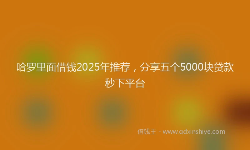 哈罗里面借钱2025年推荐，分享五个5000块贷款秒下平台