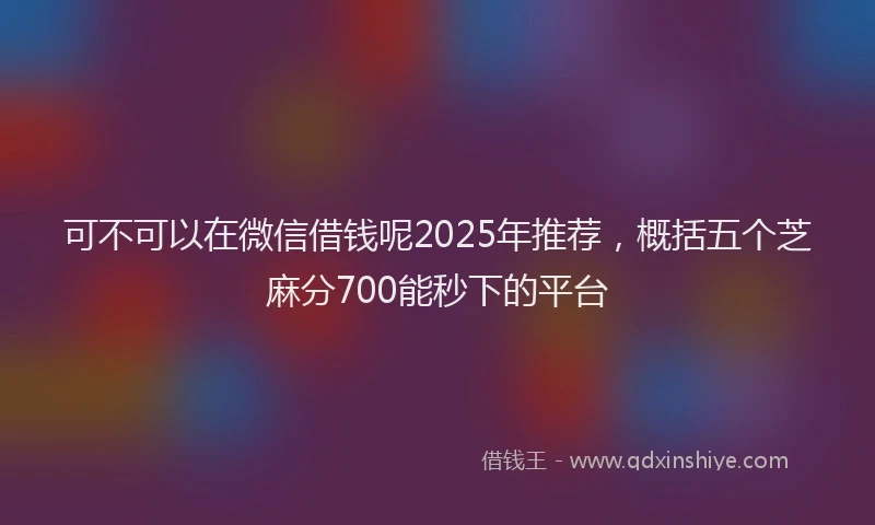 可不可以在微信借钱呢2025年推荐，概括五个芝麻分700能秒下的平台