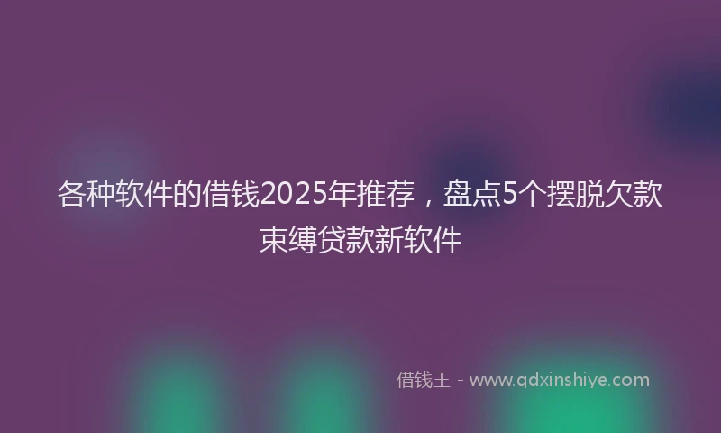 各种软件的借钱2025年推荐，盘点5个摆脱欠款束缚贷款新软件