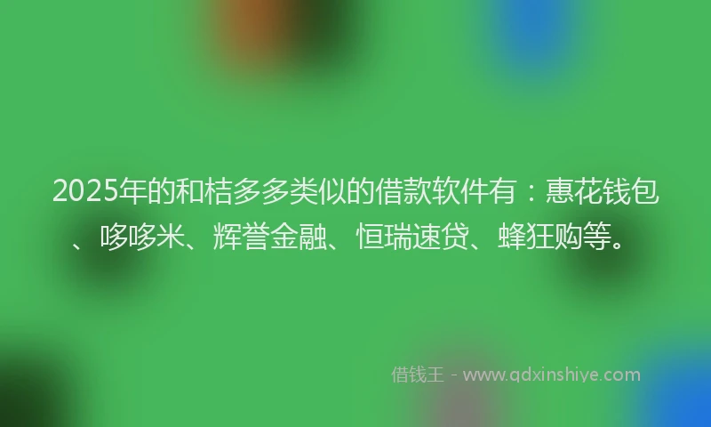 2025年的和桔多多类似的借款软件有：惠花钱包、哆哆米、辉誉金融、恒瑞速贷、蜂狂购等。