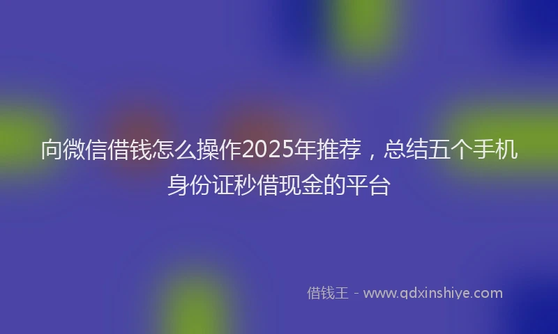 向微信借钱怎么操作2025年推荐，总结五个手机身份证秒借现金的平台