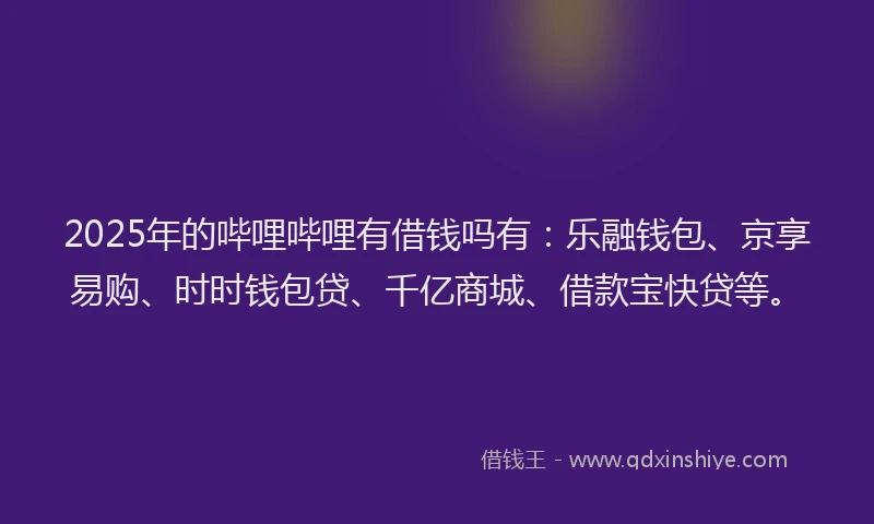 2025年的哔哩哔哩有借钱吗有：乐融钱包、京享易购、时时钱包贷、千亿商城、借款宝快贷等。