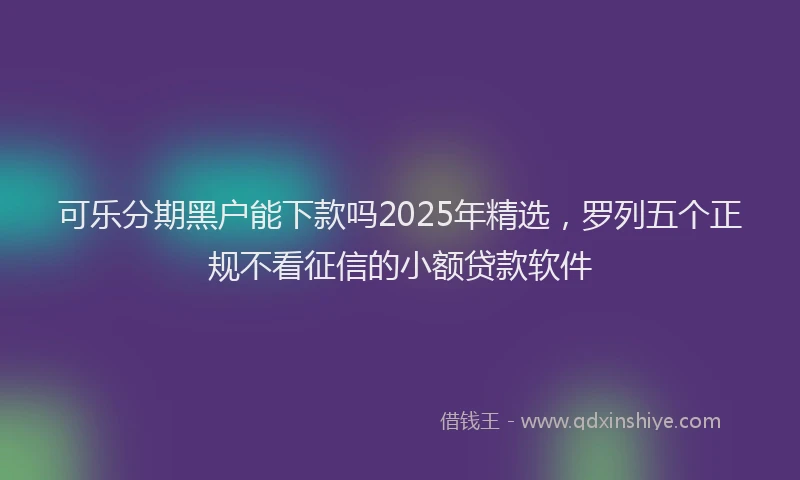 可乐分期黑户能下款吗2025年精选，罗列五个正规不看征信的小额贷款软件