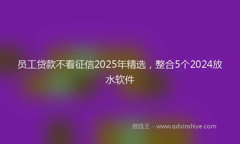 员工贷款不看征信2025年精选，整合5个2024放水软件
