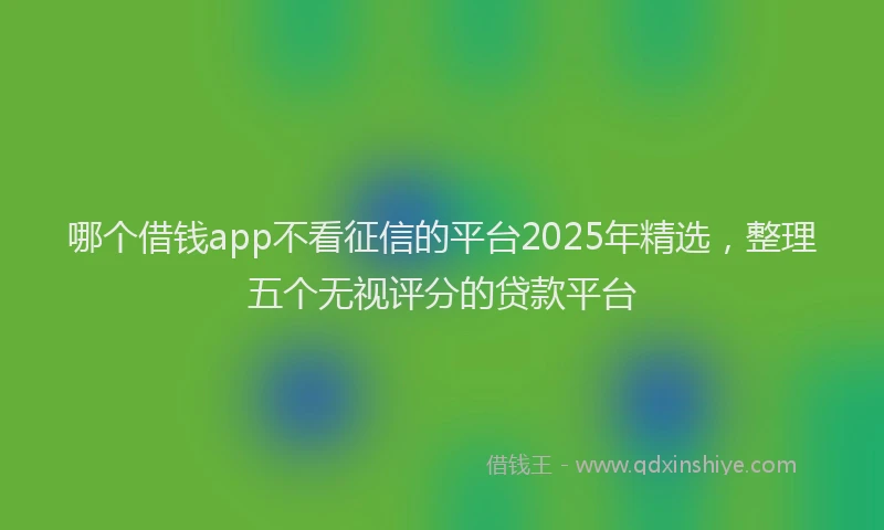 哪个借钱app不看征信的平台2025年精选，整理五个无视评分的贷款平台