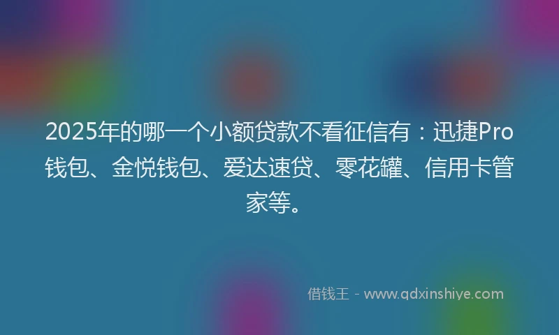 2025年的哪一个小额贷款不看征信有：迅捷Pro钱包、金悦钱包、爱达速贷、零花罐、信用卡管家等。