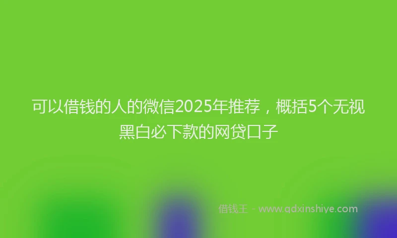 可以借钱的人的微信2025年推荐，概括5个无视黑白必下款的网贷口子