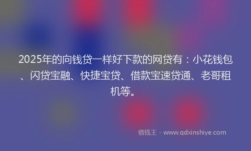 2025年的向钱贷一样好下款的网贷有：小花钱包、闪贷宝融、快捷宝贷、借款宝速贷通、老哥租机等。