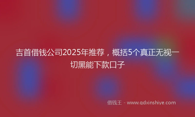 吉首借钱公司2025年推荐，概括5个真正无视一切黑能下款口子