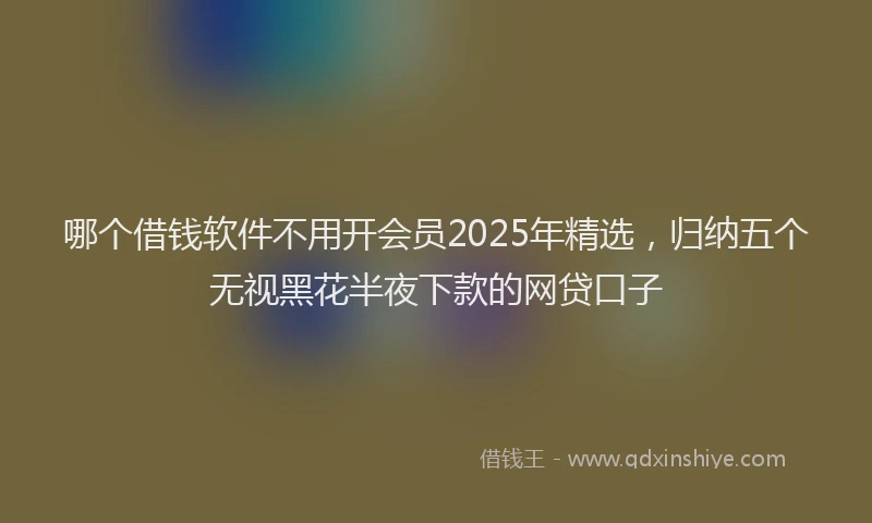 哪个借钱软件不用开会员2025年精选，归纳五个无视黑花半夜下款的网贷口子