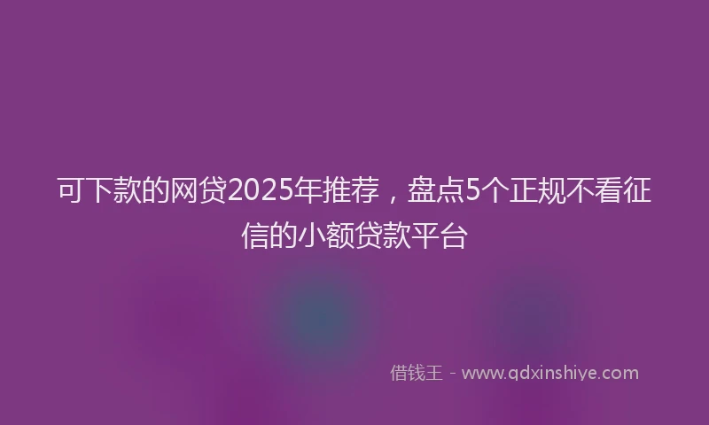 可下款的网贷2025年推荐，盘点5个正规不看征信的小额贷款平台