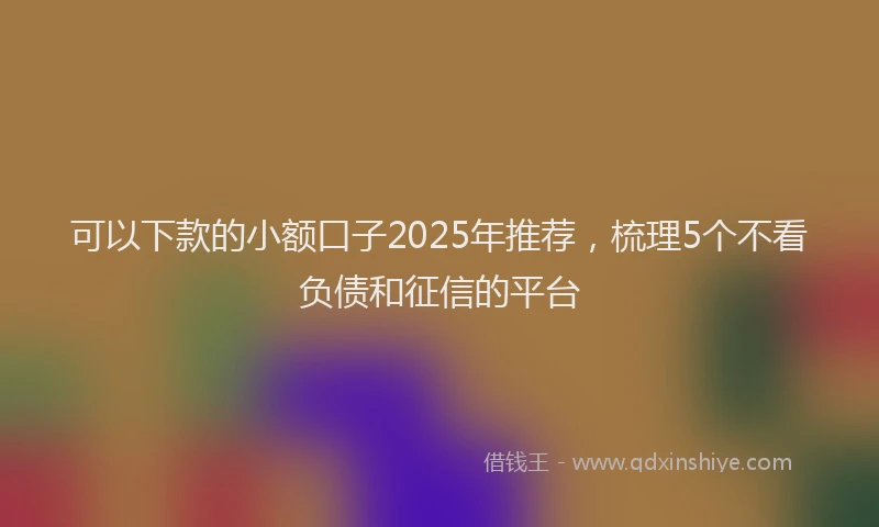 可以下款的小额口子2025年推荐，梳理5个不看负债和征信的平台