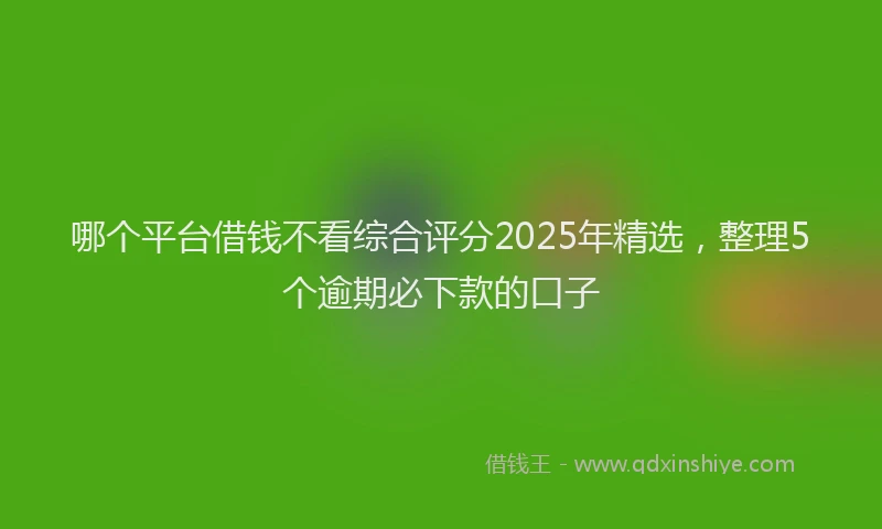 哪个平台借钱不看综合评分2025年精选，整理5个逾期必下款的口子