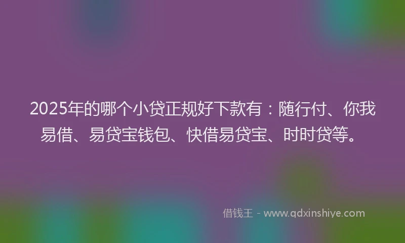 2025年的哪个小贷正规好下款有：随行付、你我易借、易贷宝钱包、快借易贷宝、时时贷等。