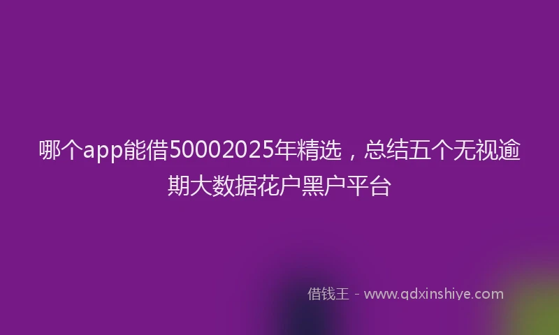 哪个app能借50002025年精选，总结五个无视逾期大数据花户黑户平台