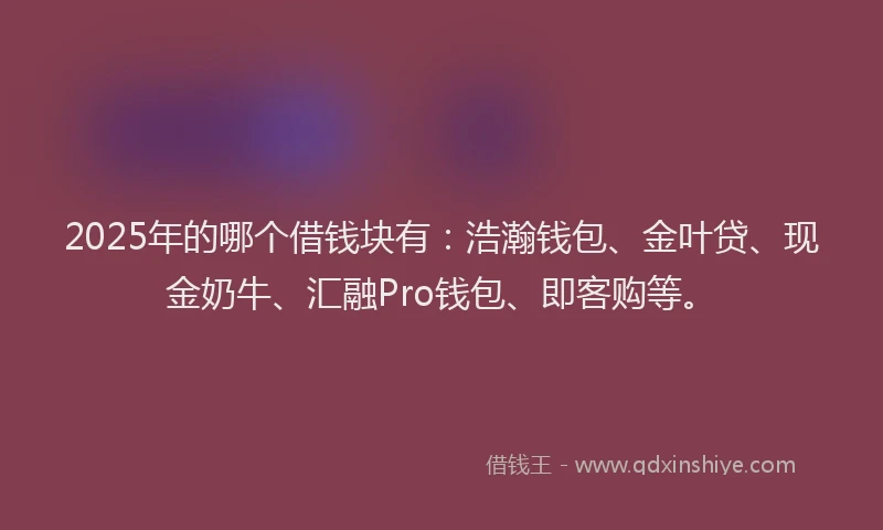2025年的哪个借钱块有：浩瀚钱包、金叶贷、现金奶牛、汇融Pro钱包、即客购等。