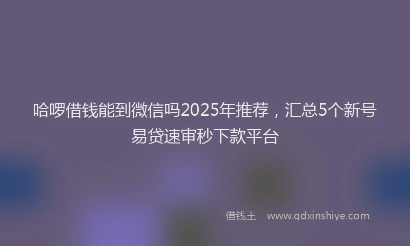 哈啰借钱能到微信吗2025年推荐，汇总5个新号易贷速审秒下款平台
