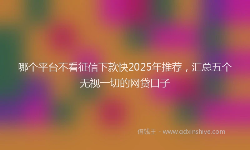 哪个平台不看征信下款快2025年推荐，汇总五个无视一切的网贷口子